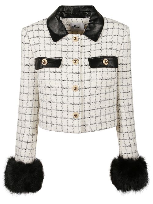 Checked jacket with cuffs SELF PORTRAIT | AW25063JCREAM